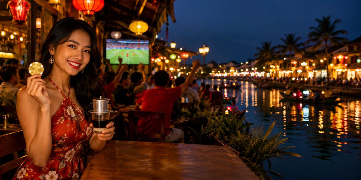Người dùng tại Hội An thưởng thức cà phê và xem xổ số
